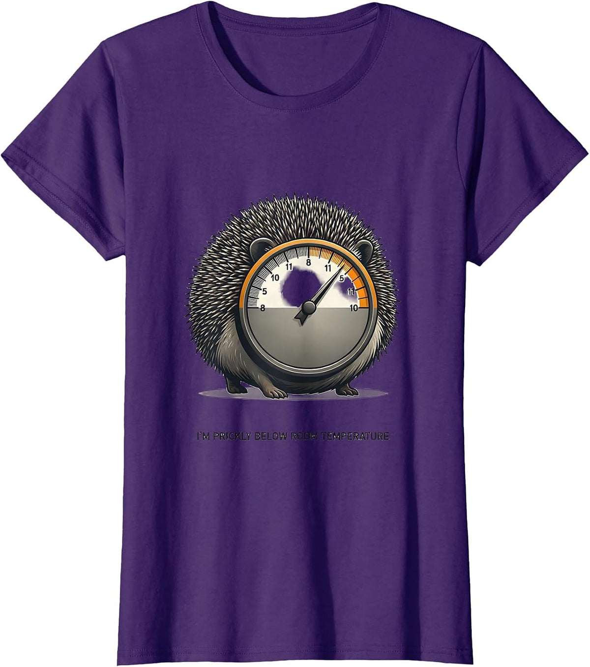 Women's I'm Prickly Below Room Temperature Funny Hedgehog Novelty T-Shirt - Purple
