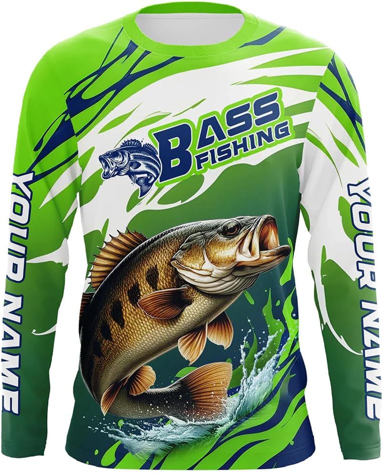 Custom Smallmouth Bass Fishing Long Sleeve Tournament Fishing Shirts, Sun Protection Smallmouth Fishing Jerseys - Style 6