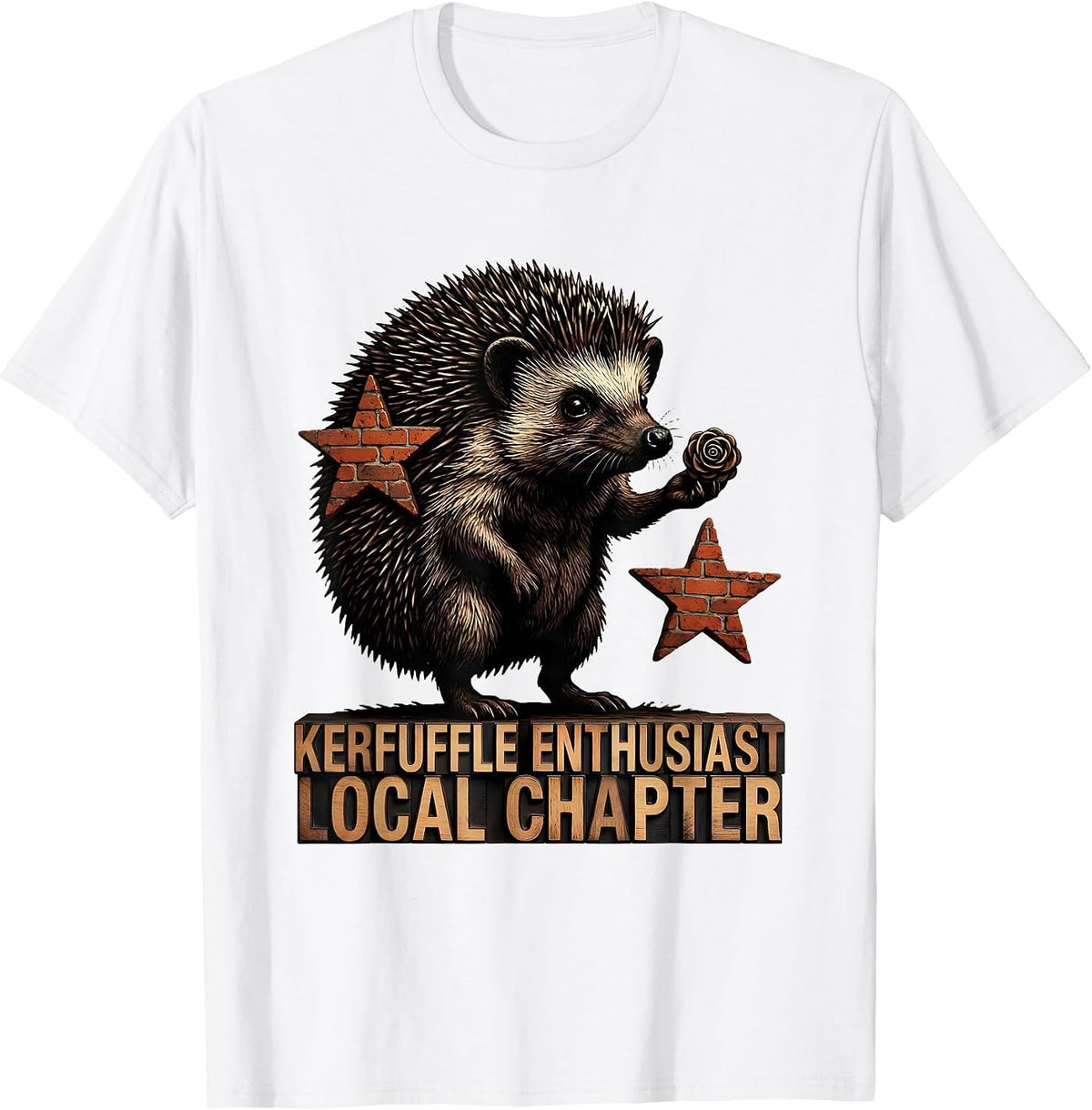 Men's Kerfuffle Enthusiast Local Chapter Whimsical Hedgehog Meme T-Shirt - White