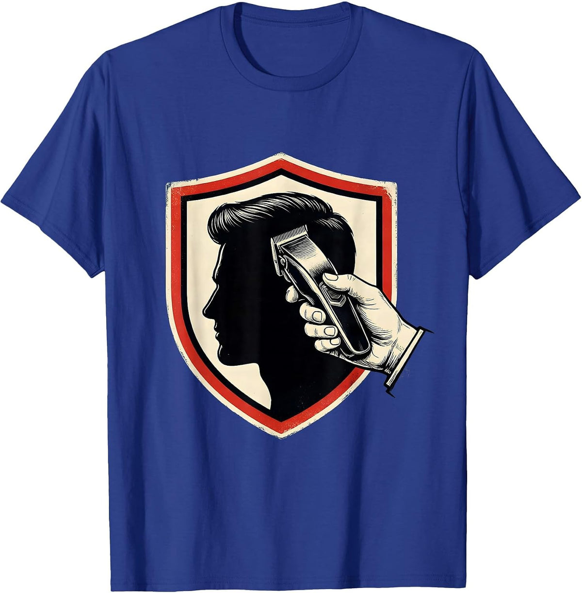 Men's Barber Shield Badge Vintage Sign Painter Humor T-Shirt - Royal Blue