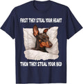 Doberman Pinscher Sleeping Pajamas Nightgown T-Shirt - Navy Blue