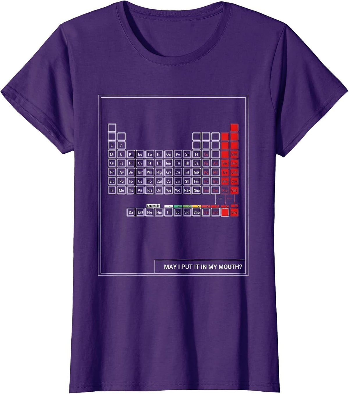 Women's May I Put It In My Mouth Funny Periodic Table Chemistry T-Shirt - Purple