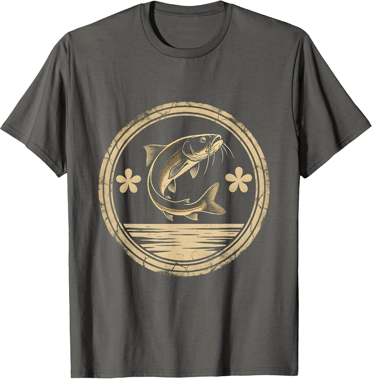 Men's Texas Catfish Leaping at Dusk Illustration T-Shirt - Asphalt Grey