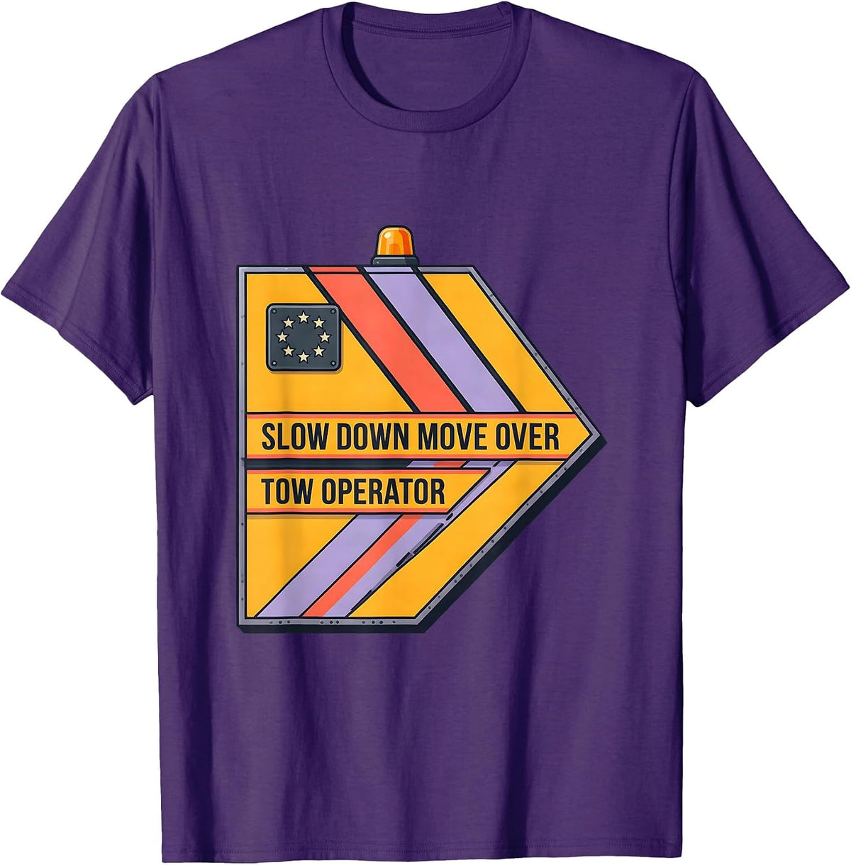 Slow Down Move Over Tow Operator Patriotic Rugged Tow Truck T-Shirt - Purple