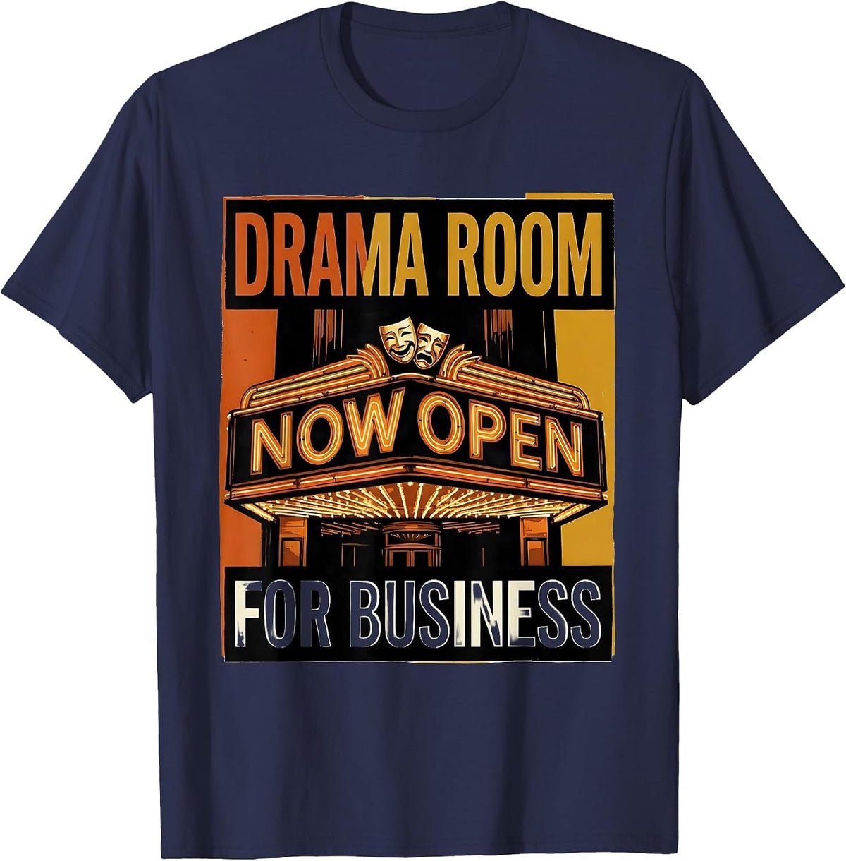 Drama Room Now Open For Business Retro Theatre Kids T-Shirt - Navy Blue