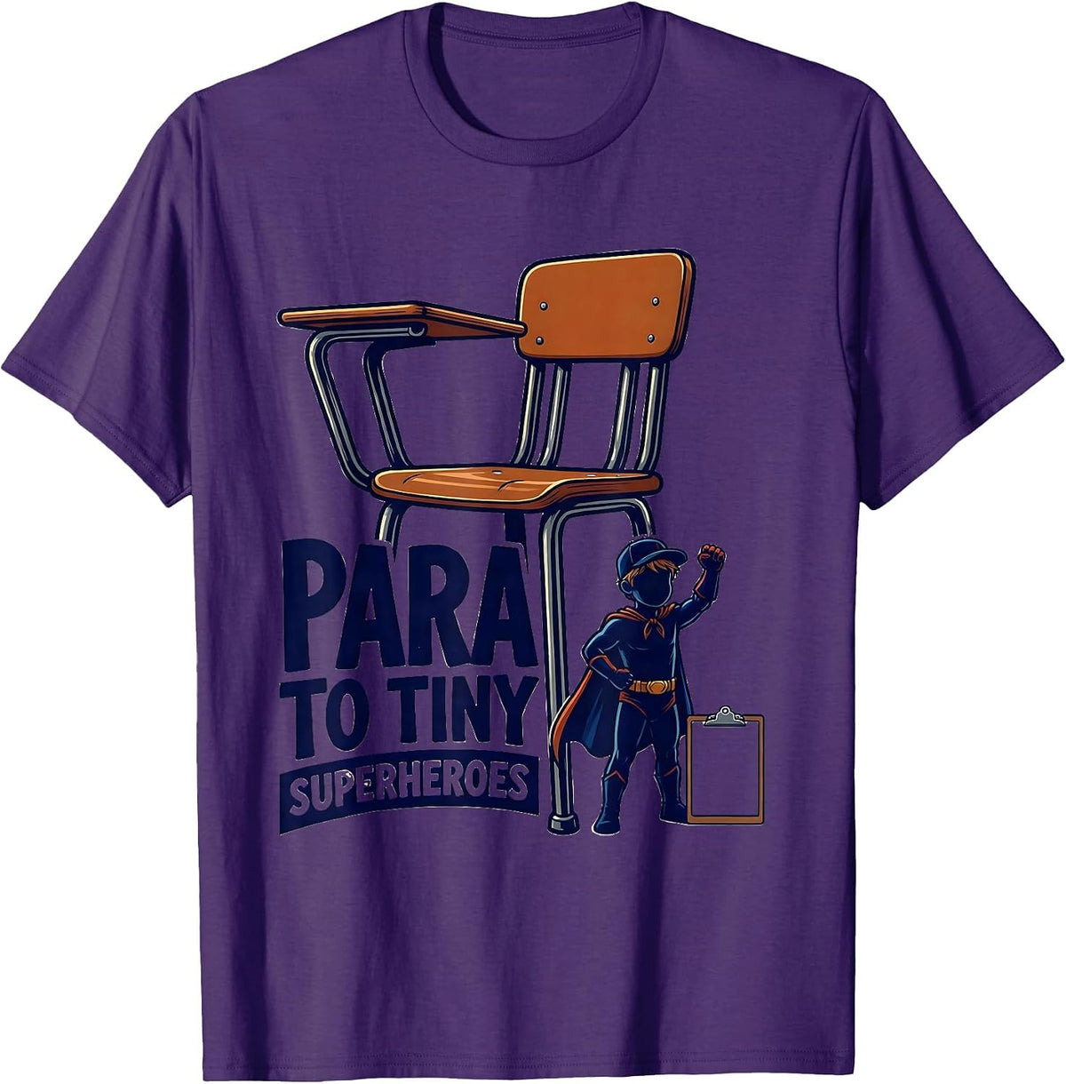 Men's Para To Tiny Superheroes Funny Teacher Superhero Identity T-Shirt - Purple