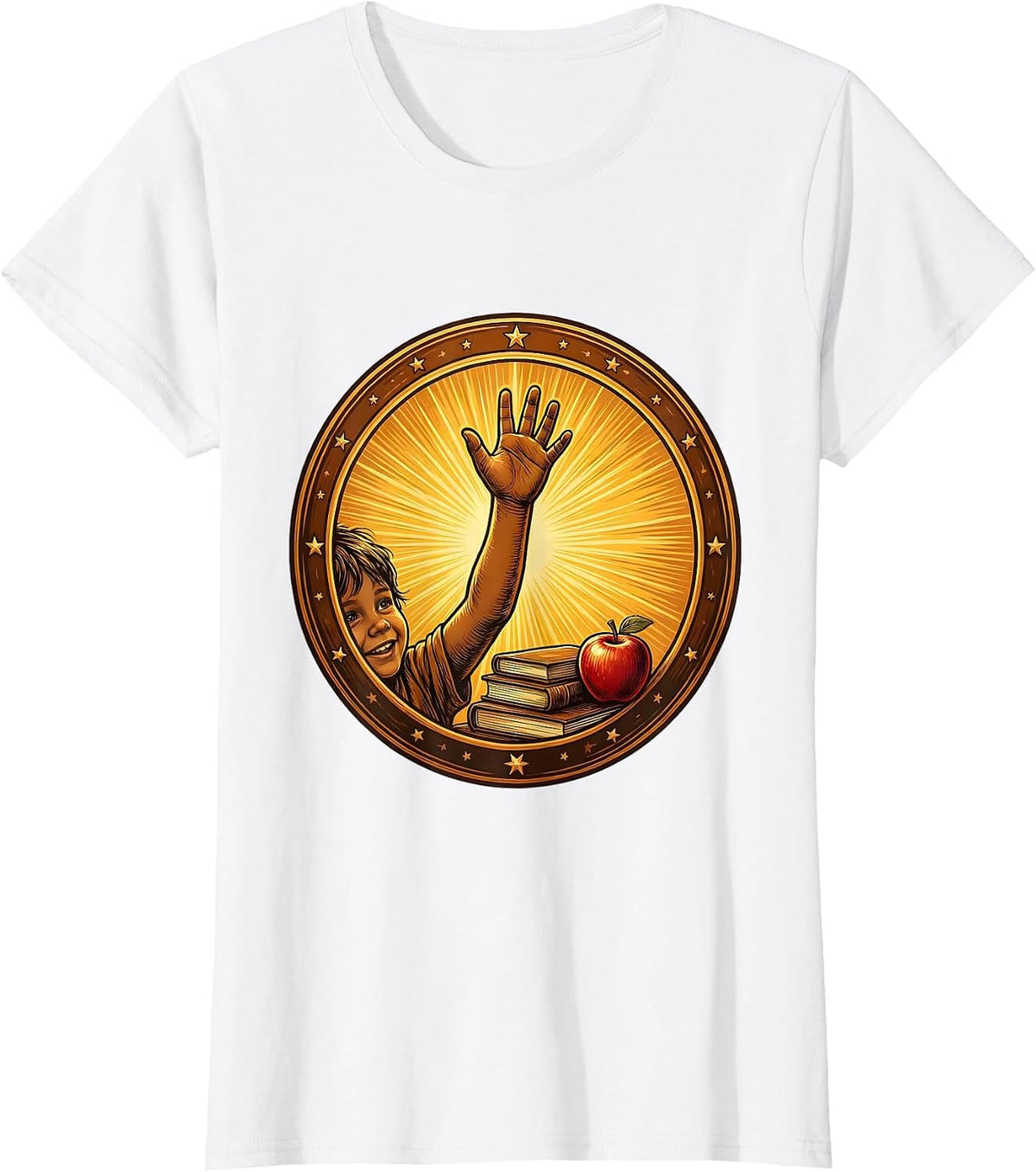 Women's 4th Grade Teacher Raised Hand Classroom Art T-Shirt - White