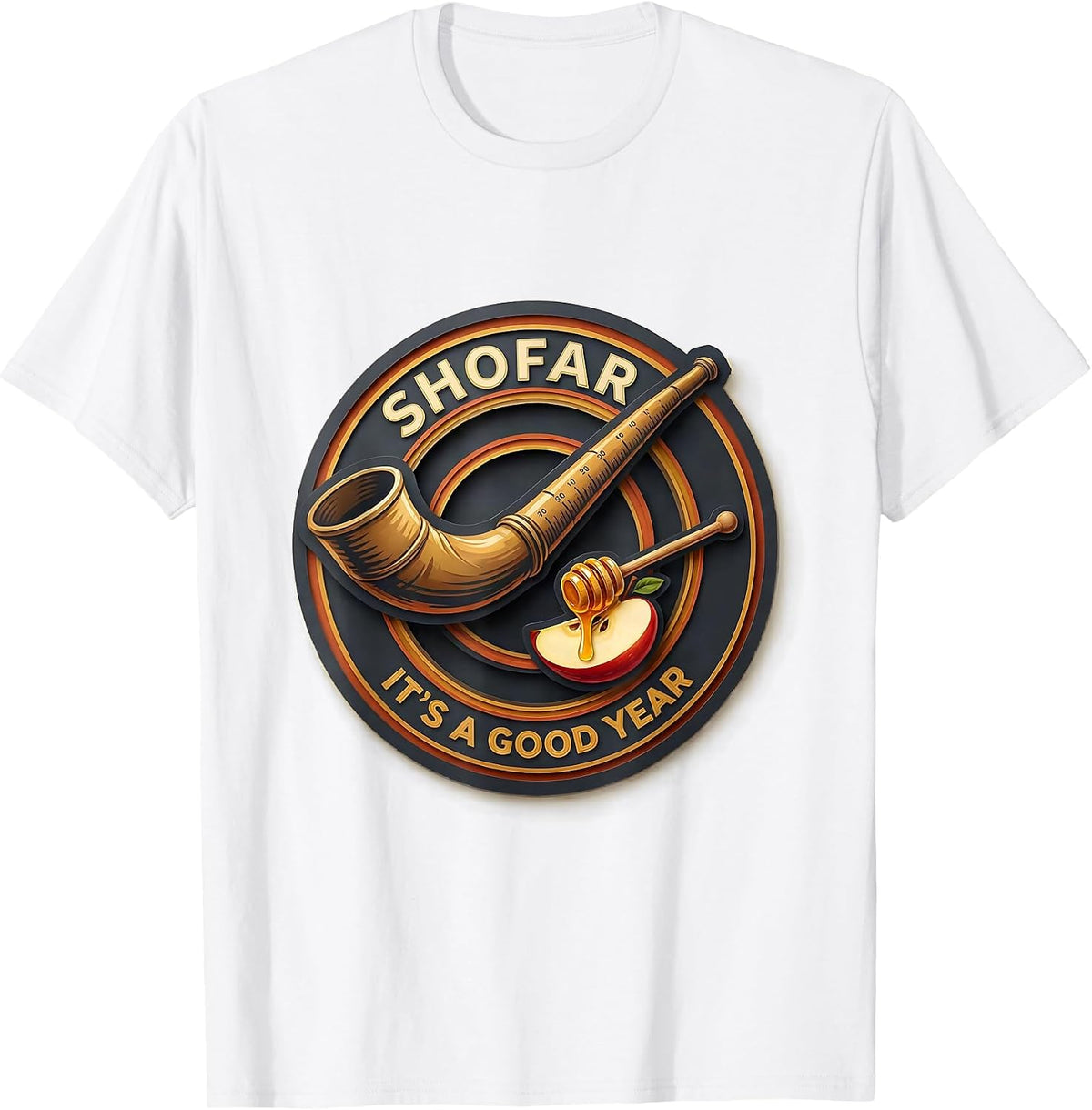 Men's Shofar It's A Good Year Paper Cutout Funny Rosh Hashanah T-Shirt - White