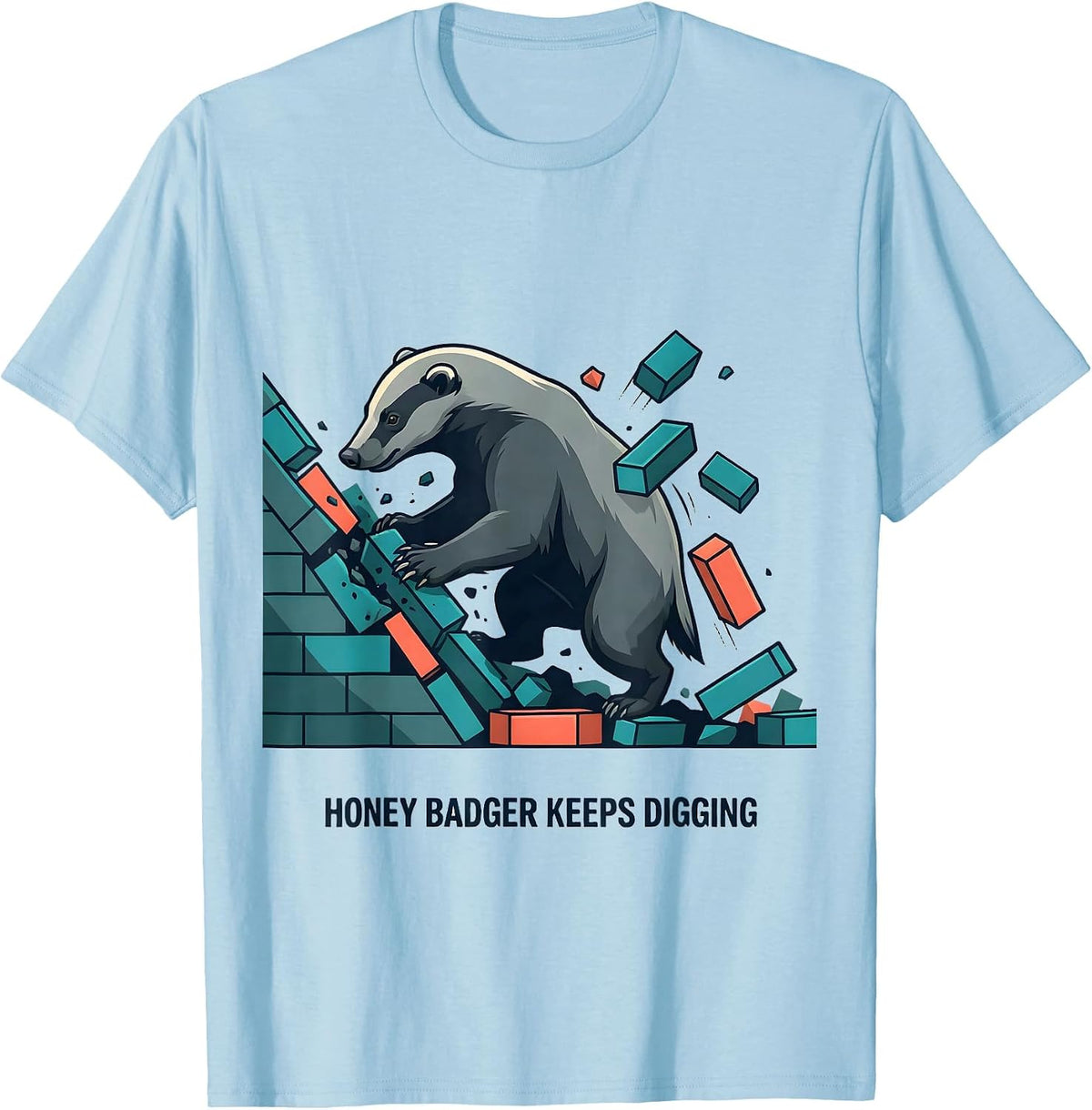 Honey Badger Keeps Digging Funny Animal Lover Meme Humor T-Shirt, Men, Baby Blue, 3X-Large - As Pictured