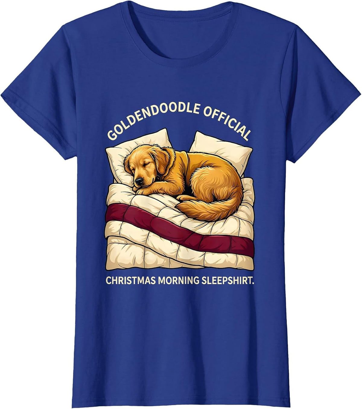 Women's Goldendoodle Official Christmas Morning Sleepshirt Dog Lover T-Shirt - Royal Blue