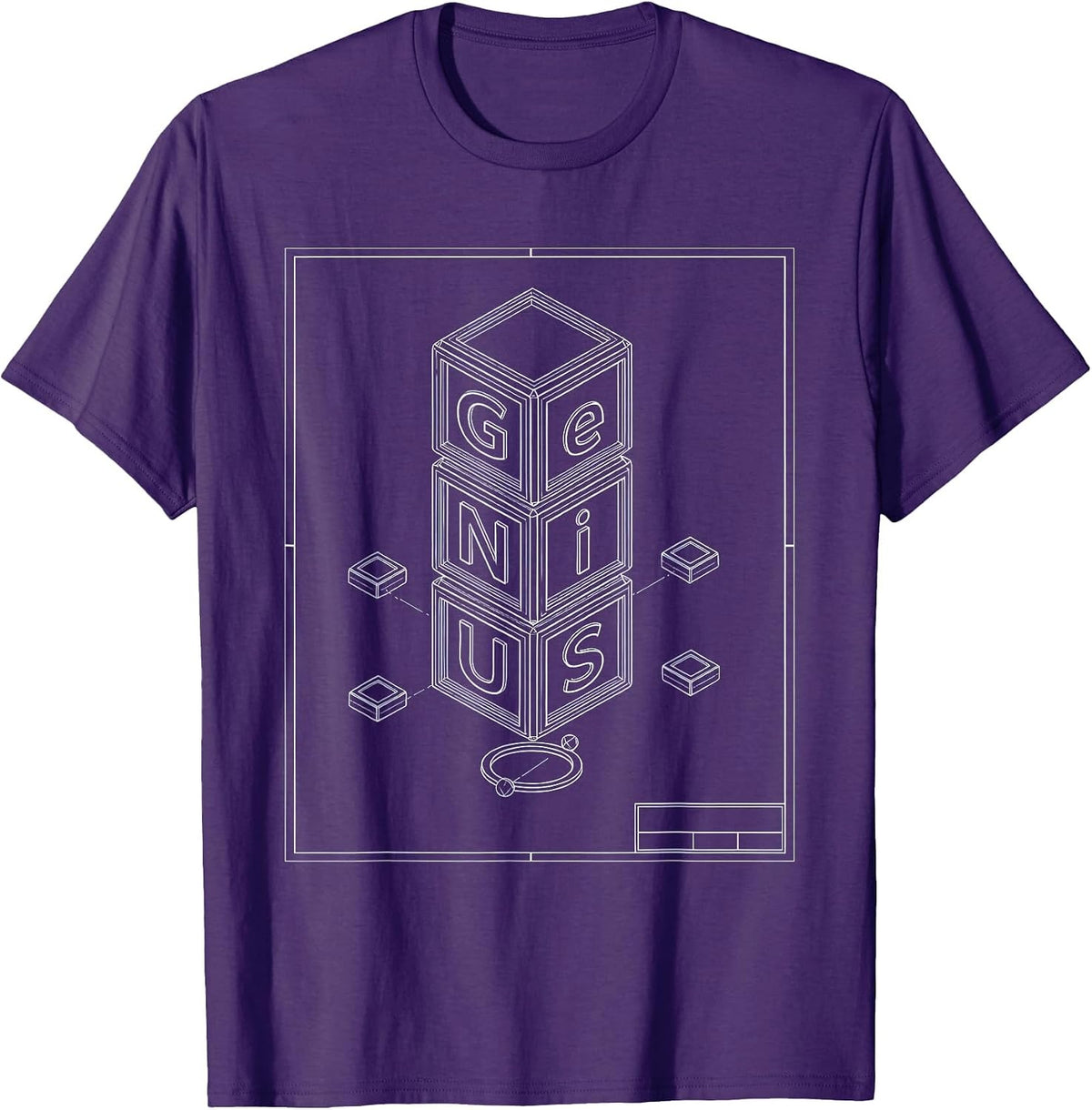 Ge Ni U S Technical Blueprint Periodic Table Chemistry Joke T-Shirt - Purple