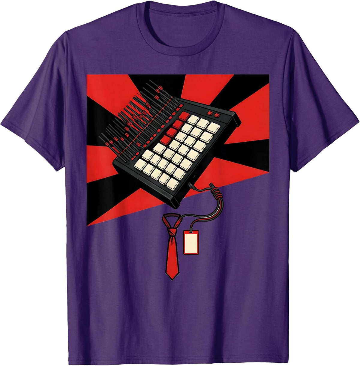 Men's Drum Machine Retro Hip Hop Throwback Graphic T-Shirt - Purple