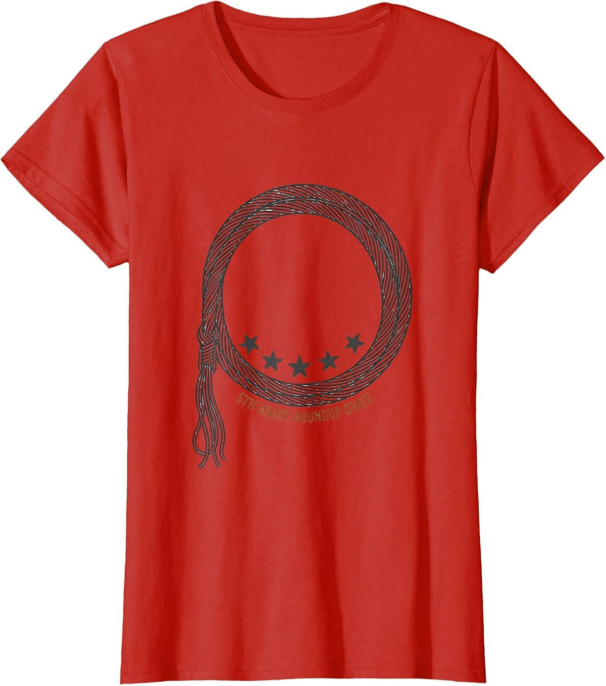 Women's 5th Grade Roundup Chief Western Cowgirl Teacher Back T-Shirt - Red