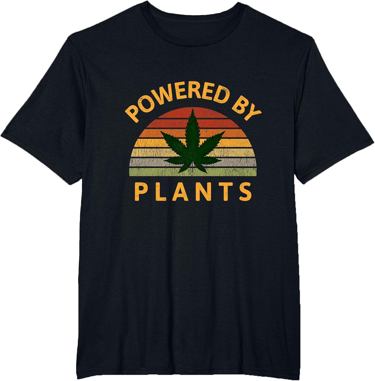 Powered By Plants Vegetarian Weed Stoner Marijuana Cbd Vegan T-Shirt - Black
