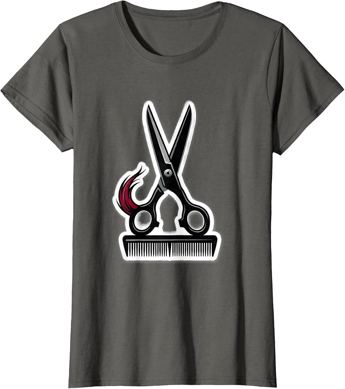 Women's Scissors Haircutter Humor Hairdresser Barber Gift T-Shirt - Asphalt Grey
