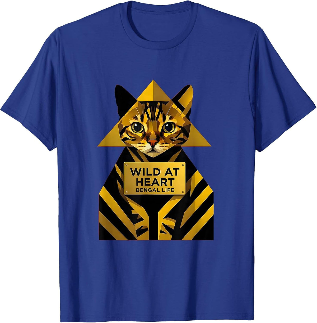 Men's Wild at Heart Bengal Cat Lover Design T-Shirt - Royal Blue