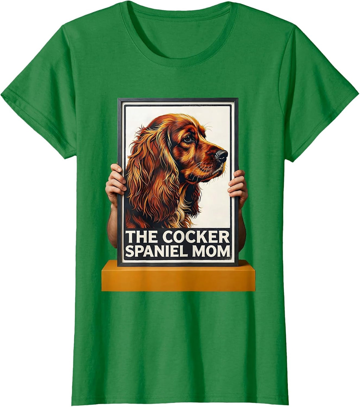 Women's The Cocker Spaniel Mom Dog Mom Tarot Card Portrait T-Shirt - Kelly Green