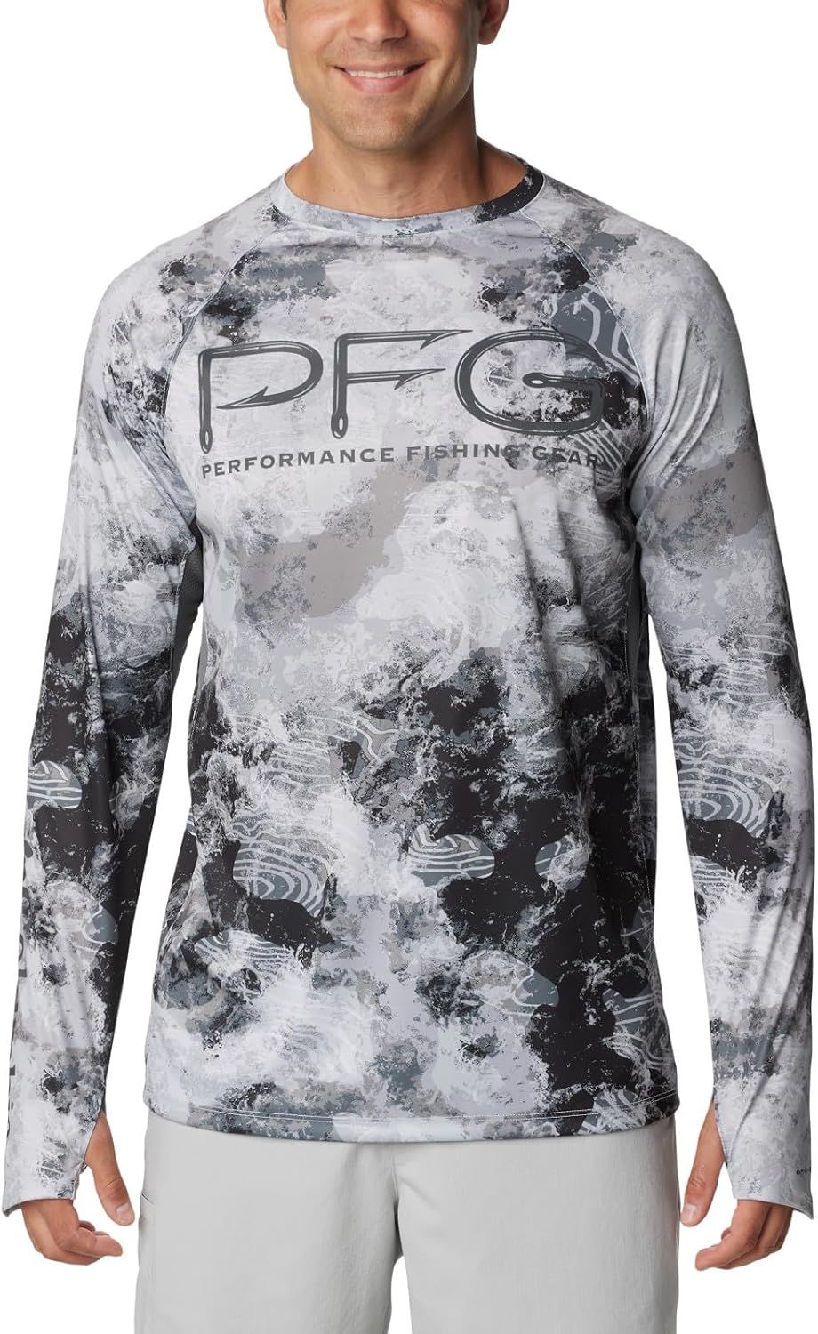 Columbia Mens Super Terminal Tackle Vent Long Sleeve - Cool Grey Deepwaters Camo