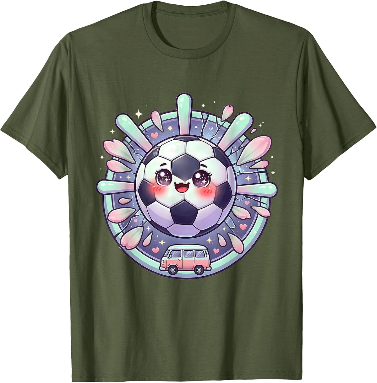 Men's Soccer Mom Minivan Window Burst Graphic T-Shirt - Olive Green