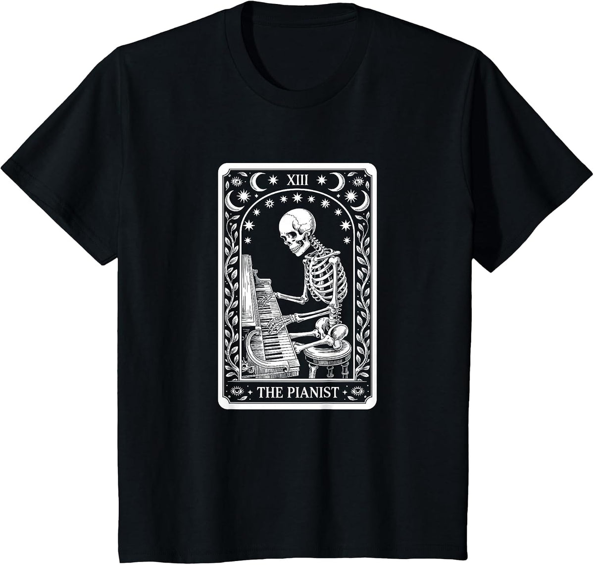 The Pianist Tarot Card, Piano Player T-Shirt - Black