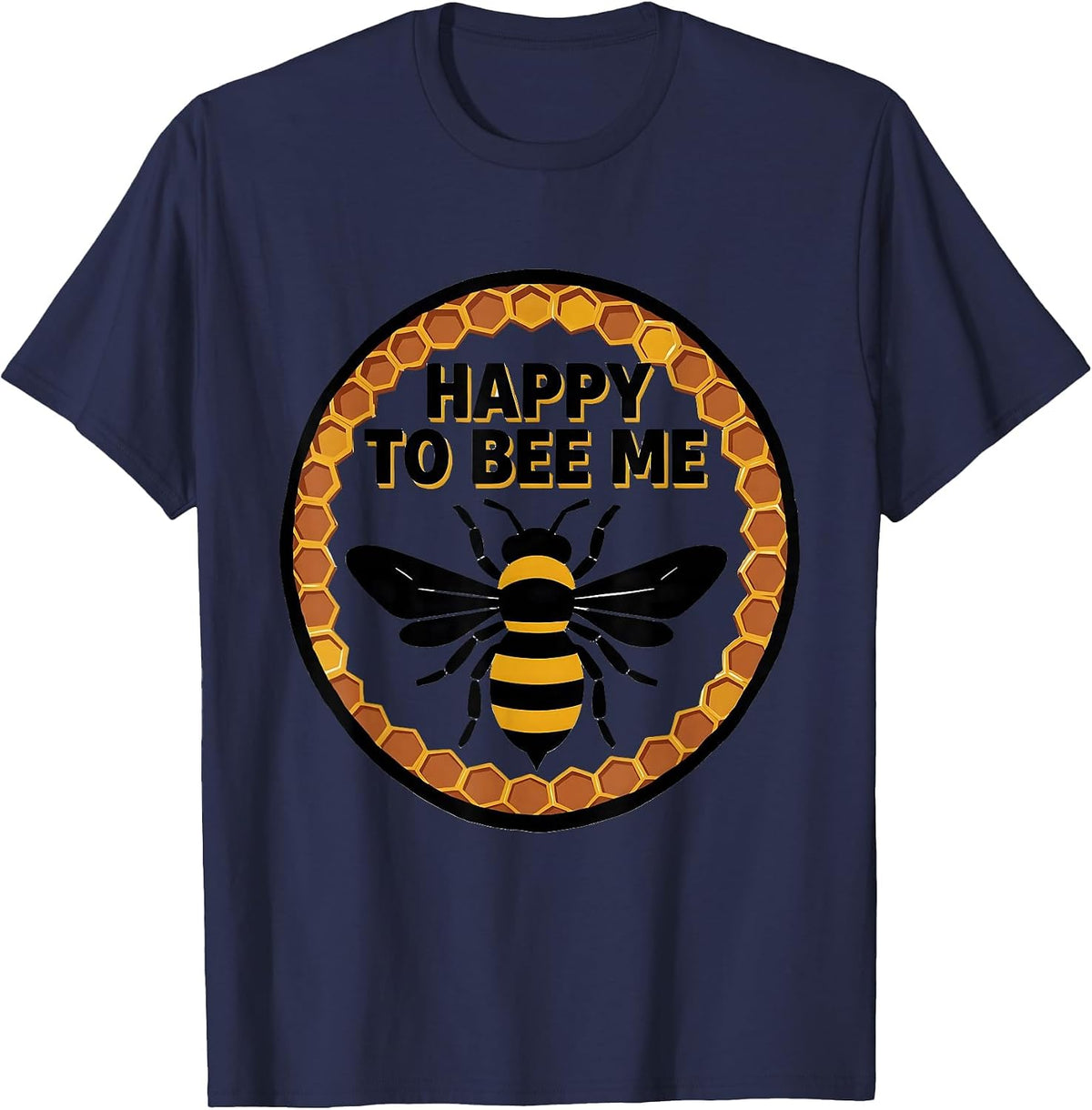 Men's Happy To Bee Me Vintage Beekeeper Humor Bee Costume Novelty T-Shirt - Navy Blue
