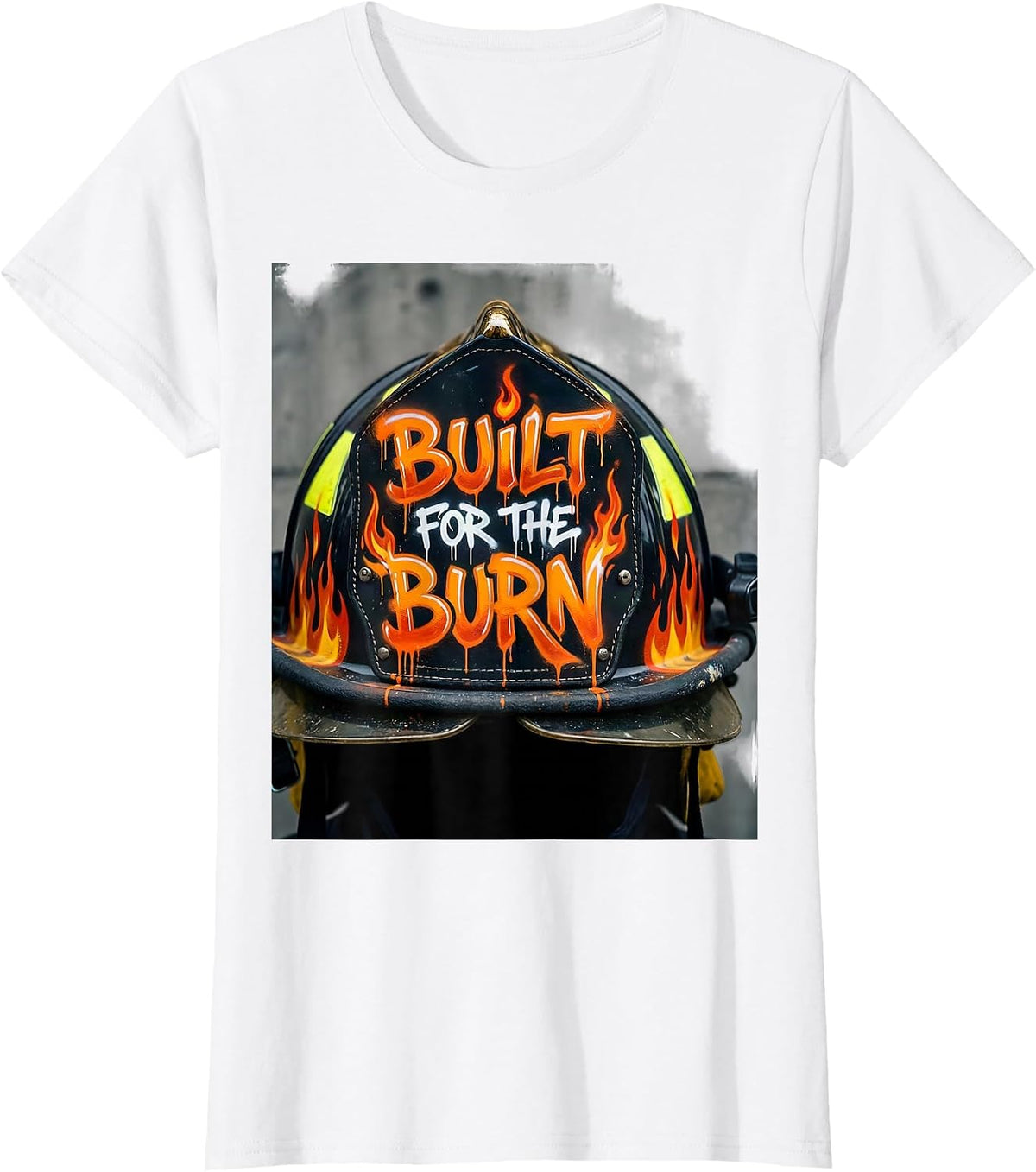 Women's Built for the Burn Firefighter Graphic Design T-Shirt - White