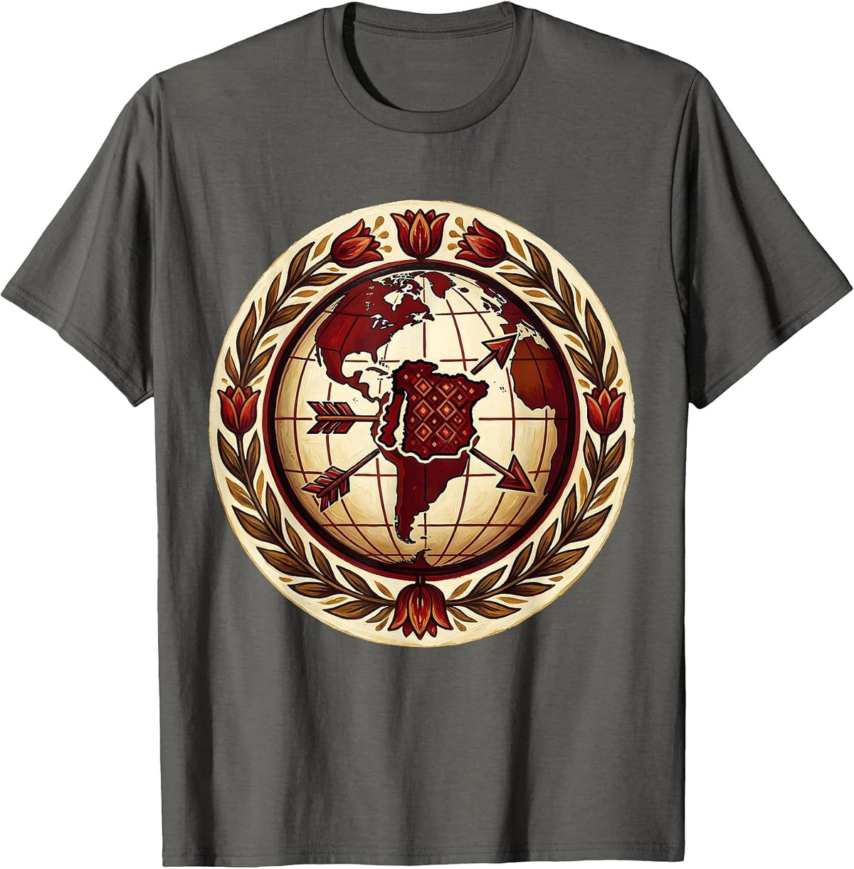 Vintage Globe Spanish Teacher Graphic T-Shirt - Asphalt Grey