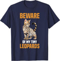 Beware of My Tiny Leopards Bengal Cat T-Shirt - Navy Blue