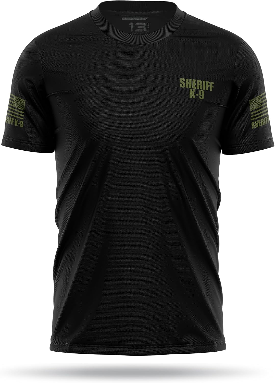 13Fifty Sheriff K9 Training Utility Tee, Moisture Wicking - Black & Green