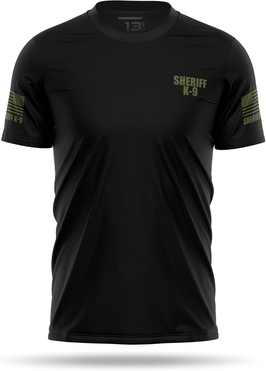 13Fifty Sheriff K9 Training Utility Tee, Moisture Wicking - Black & Green