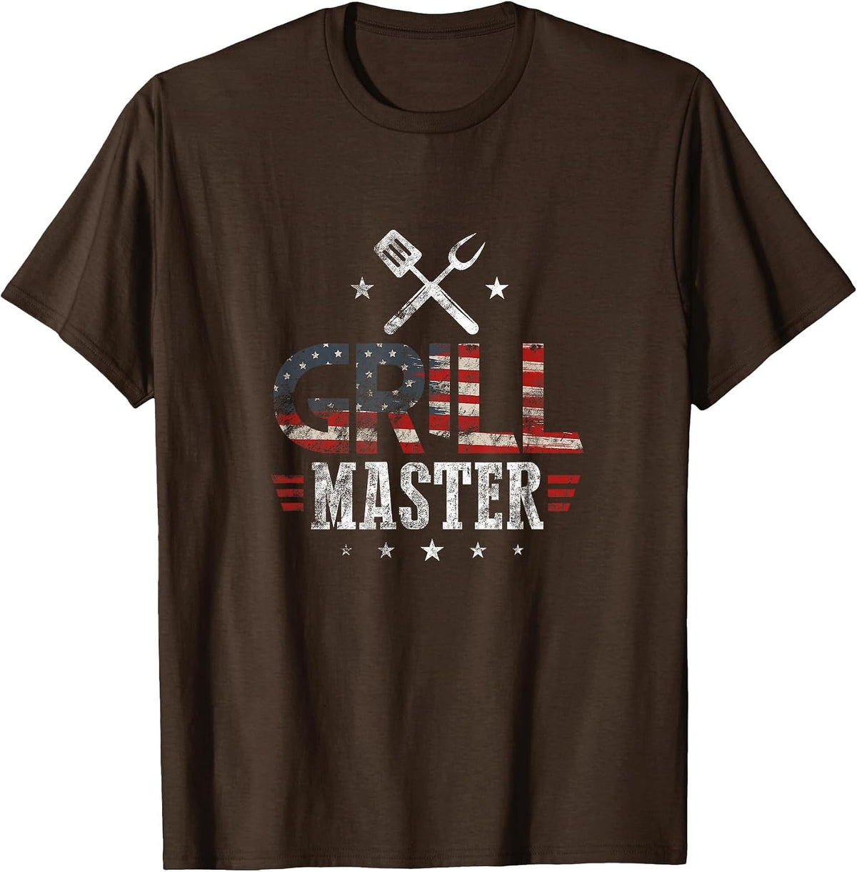 Grill Master USA Flag Patriotic Barbeque BBQ 4th of July T-Shirt - Brown