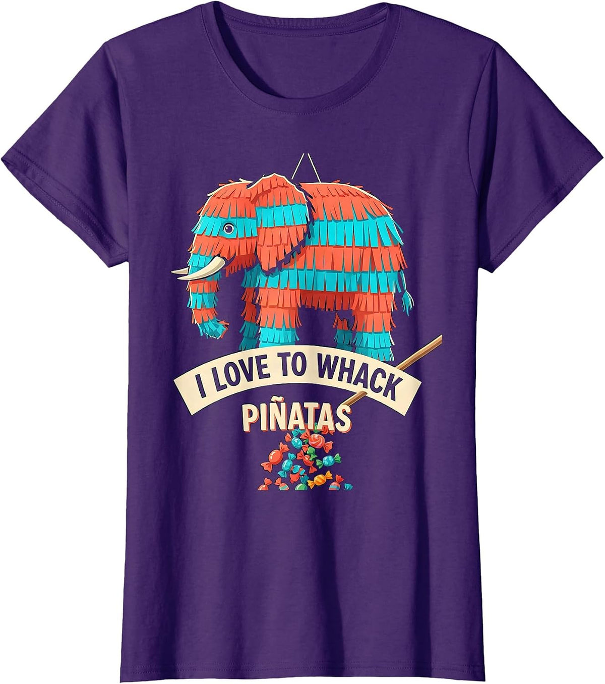 Women's I Love To Whack Piñatas Funny Cinco De Mayo Party Costume T-Shirt - Purple