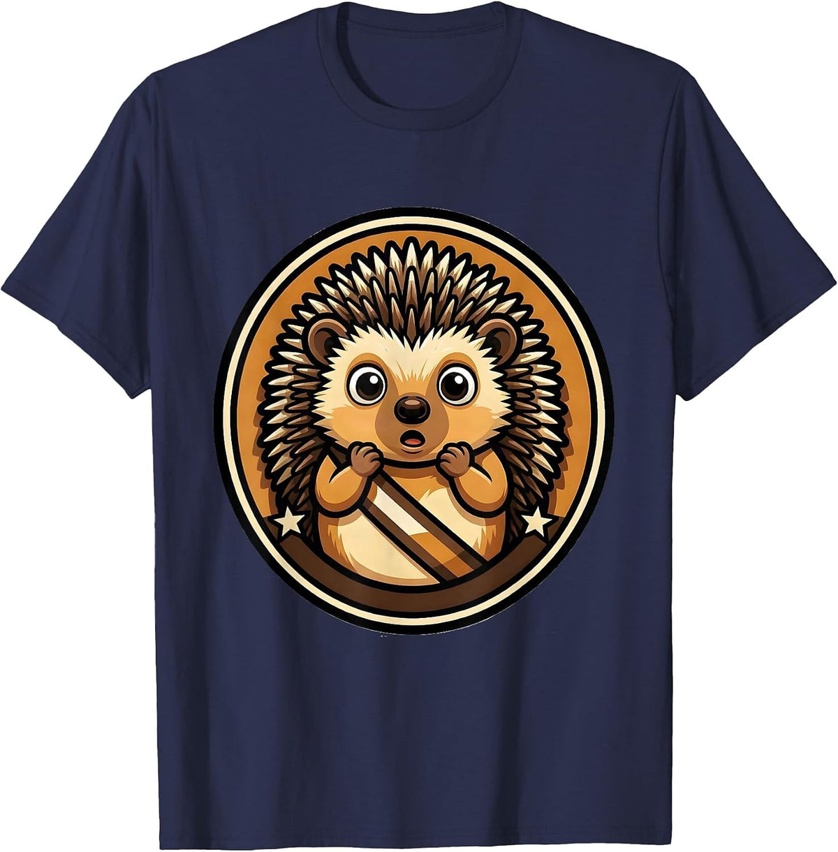 Men's Hedgehog Mascot Cute Animal Lover Humor T-Shirt - Navy Blue