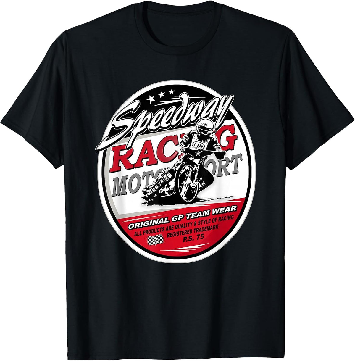 Motorcycle Speedway T-Shirt Flat Track Race T-Shirt - Black