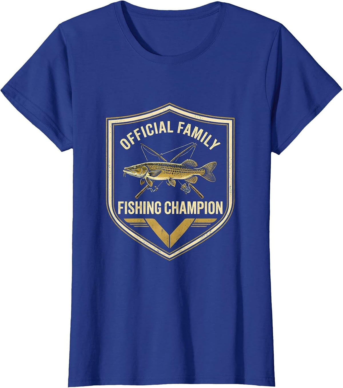 Women's Official Family Fishing Champion Funny Fishing Humor Gift T-Shirt - Royal Blue