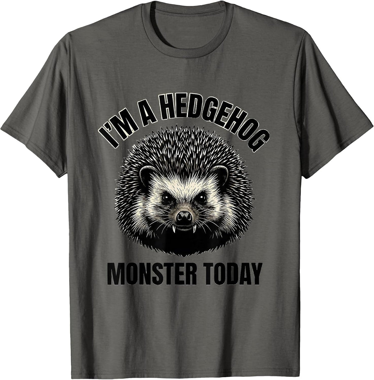 Men's I'm A Hedgehog Monster Today Funny Halloween Costume T-Shirt - Asphalt Grey