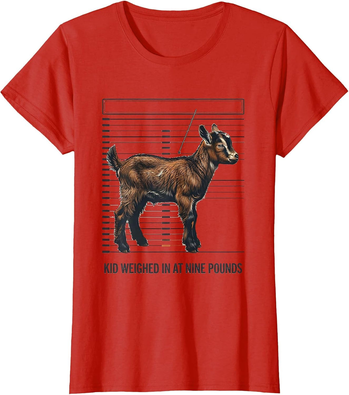 Kid Weighed In At Nine Pounds Funny Goat Lover Farmer Humor T-Shirt - Red