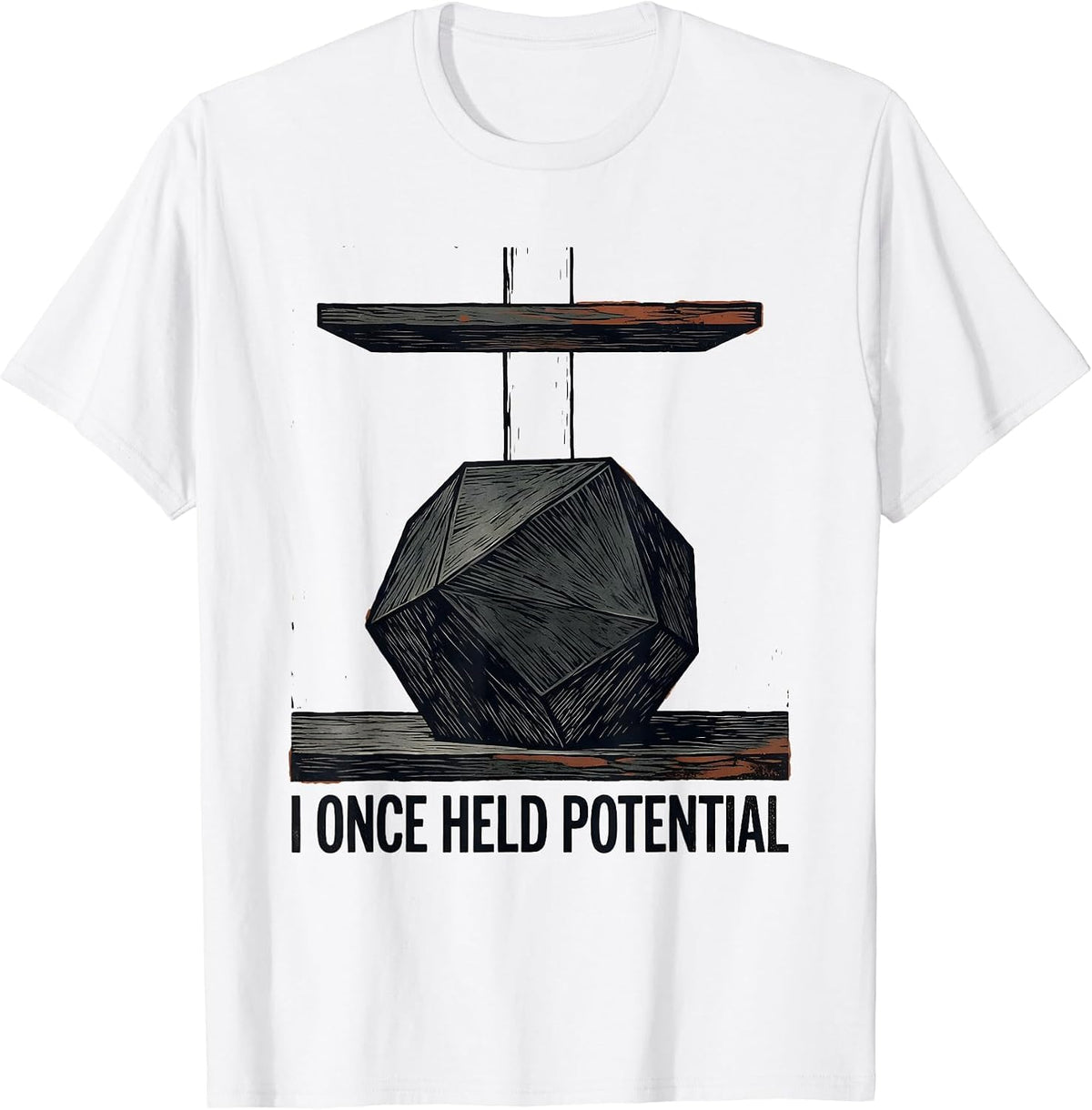 Men's I Once Held Potential Funny Physics Pun Humor T-Shirt - White