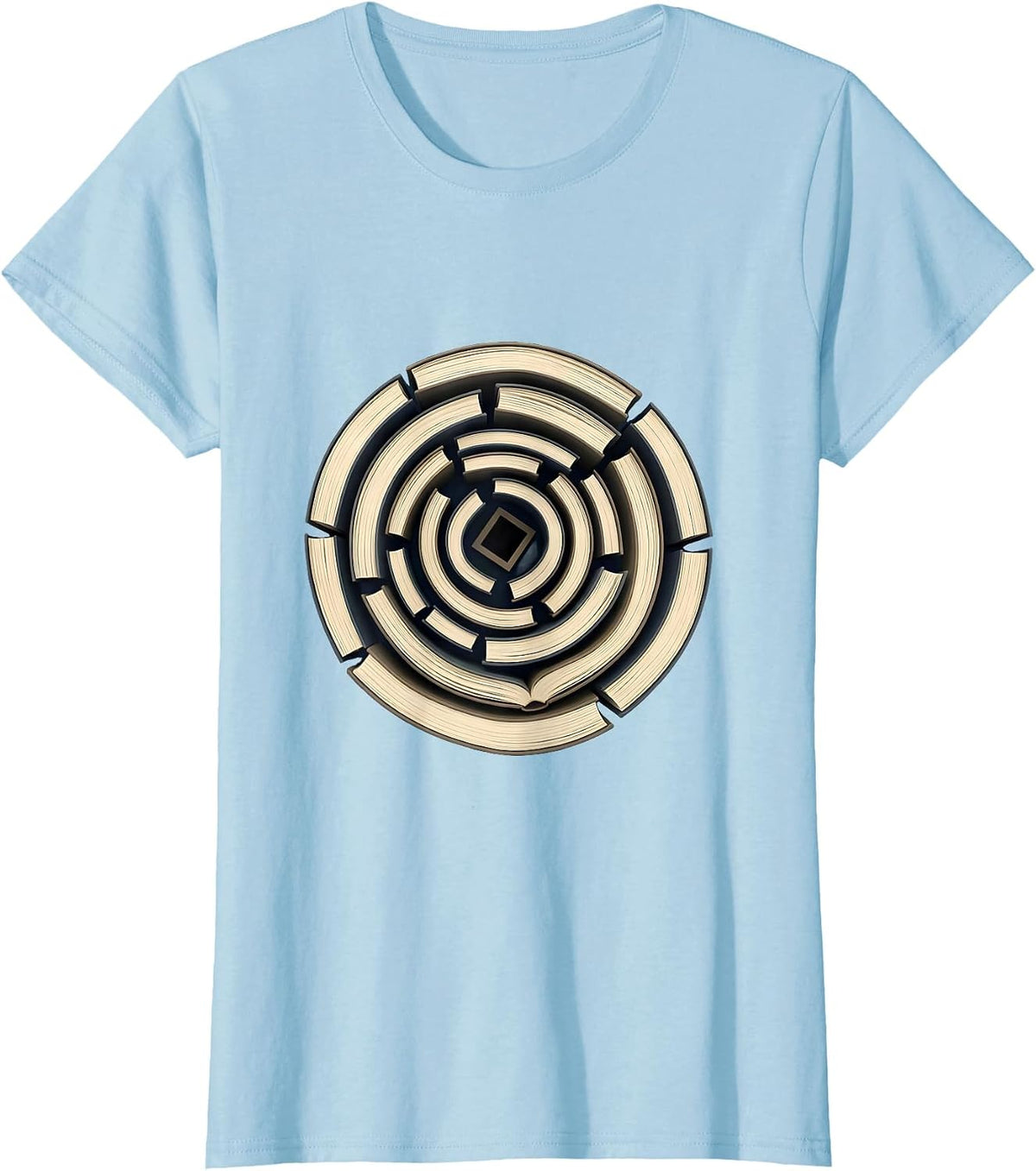 Dyslexia Awareness Books Spiral Labyrinth Maze Design T-Shirt - Baby Blue