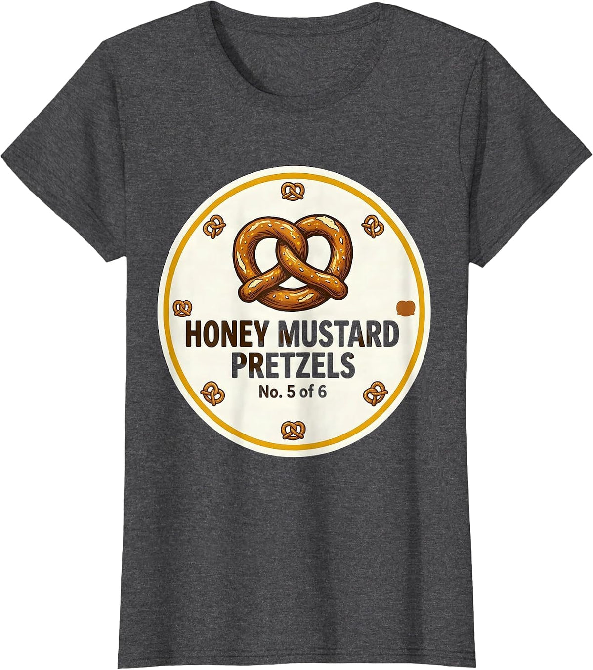 Women's Honey Mustard Pretzels No. 5 of 6 Group Halloween Costume T-Shirt - Dark Heather Grey