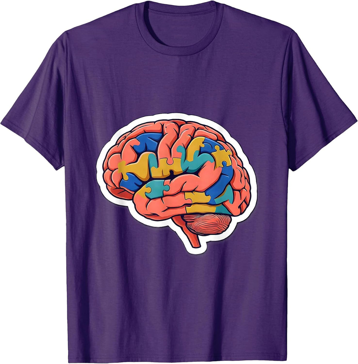 Dyslexia Awareness Glowing Brain Puzzle Design T-Shirt - Purple