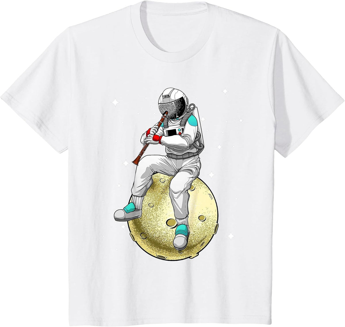 Clarinet Art for Men Women Marching Band Clarinet Player T-Shirt - White