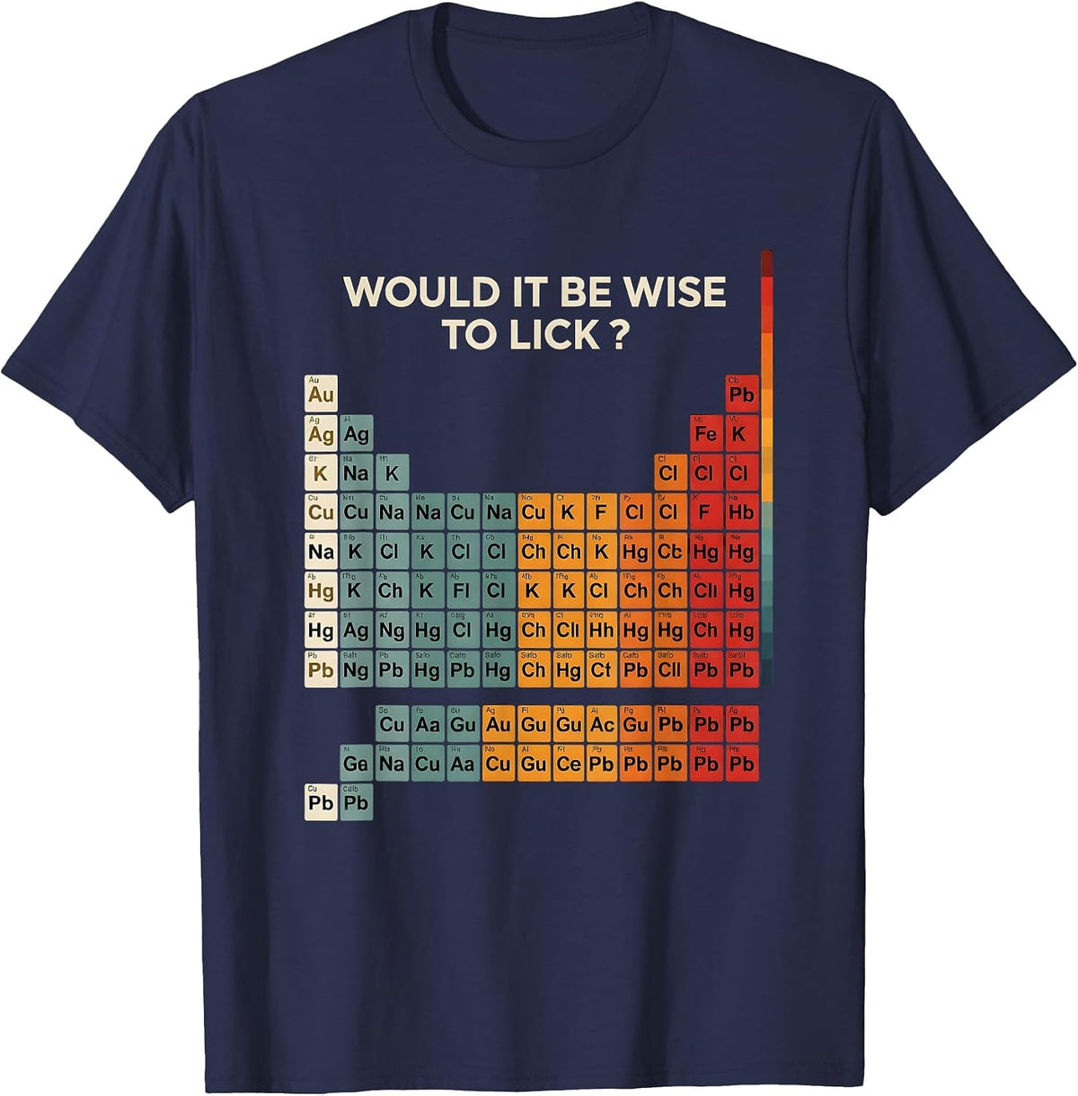 Men's Would It Be Wise To Lick Funny Periodic Table Chemistry T-Shirt - Navy Blue