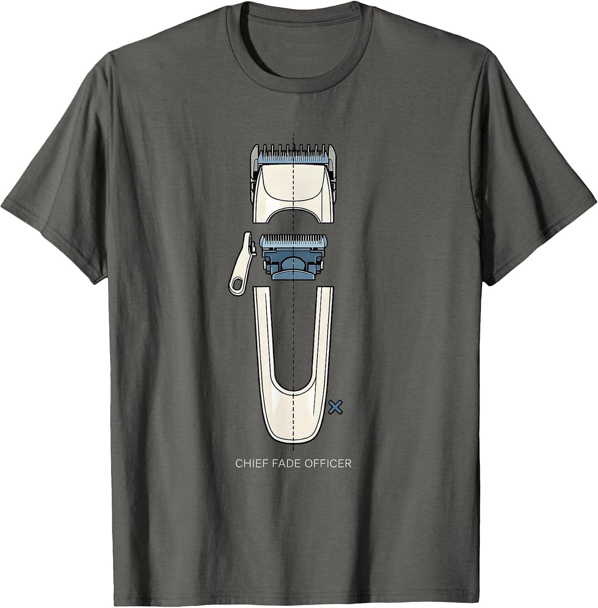 Men's Chief Fade Officer Funny Hairdresser Barber Gift T-Shirt - Asphalt Grey