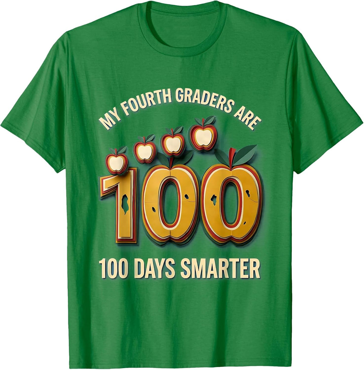 Men's My Fourth Graders Are 100 Days Smarter Retro Teacher 100th T-Shirt - Kelly Green