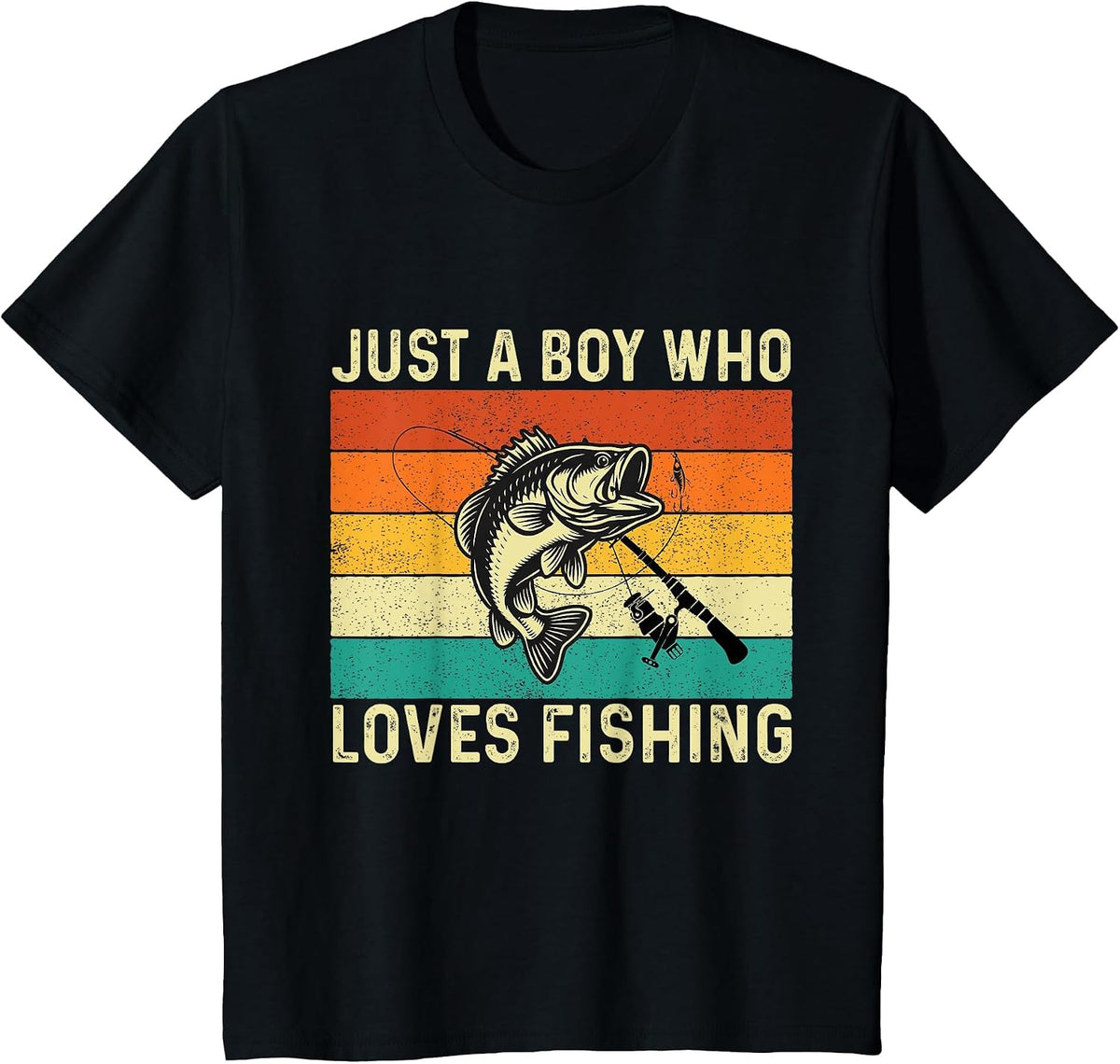 Just A Boy Who Loves Fishing - Fishing Fisherman Angler T-Shirt - Black