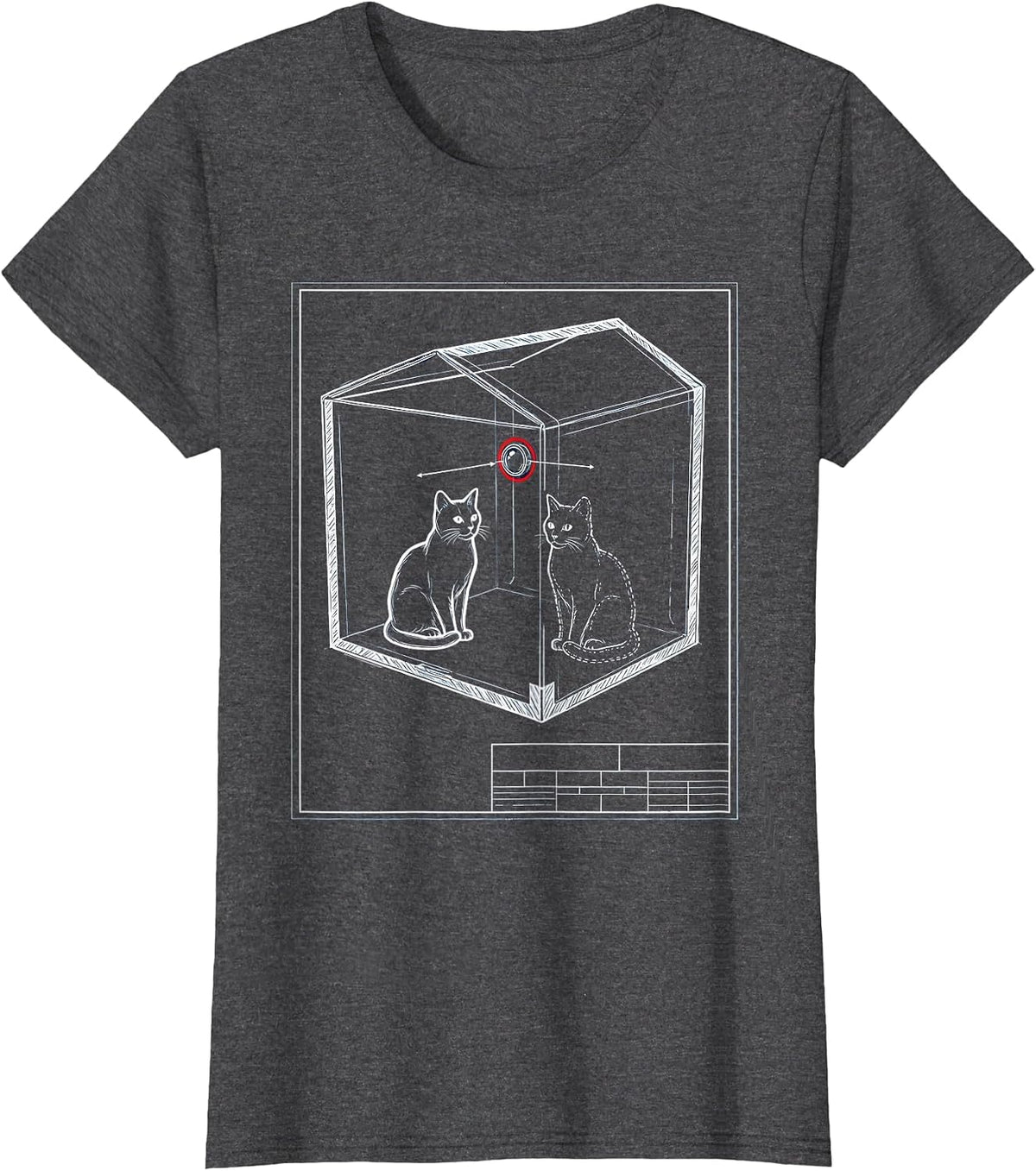 Women's Schrödingers Cat Quantum Physics Humor Science Enthusiast T-Shirt - Dark Heather Grey