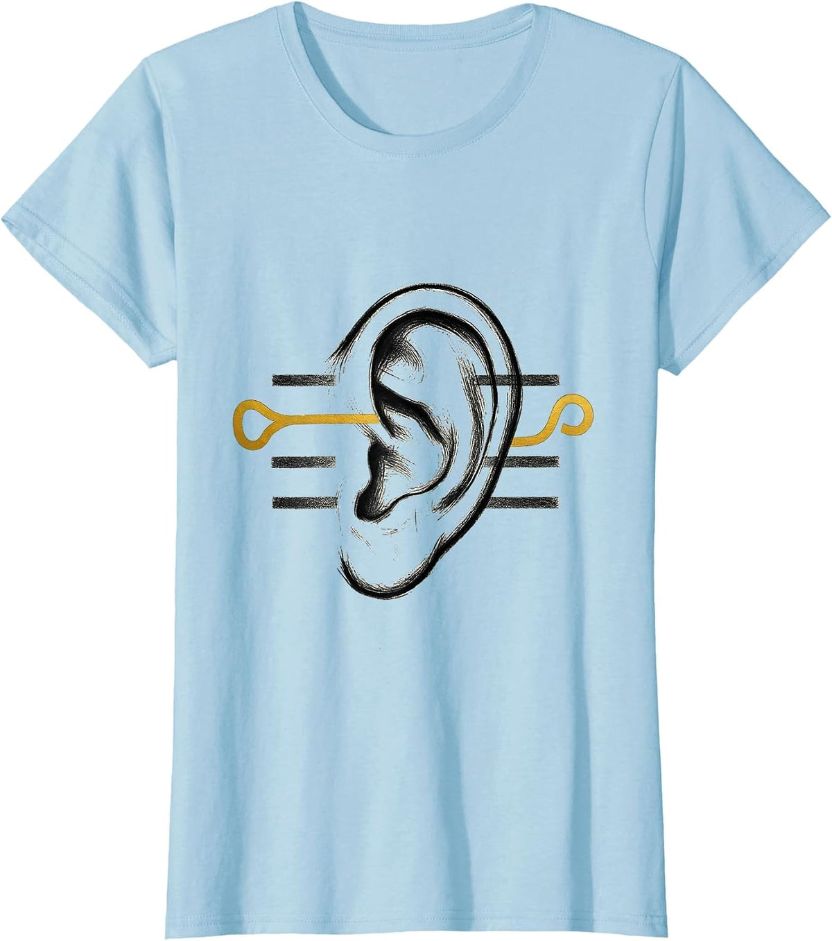 Ear Call Path Thin Gold Line 911 Dispatcher Tribute T-Shirt - Baby Blue
