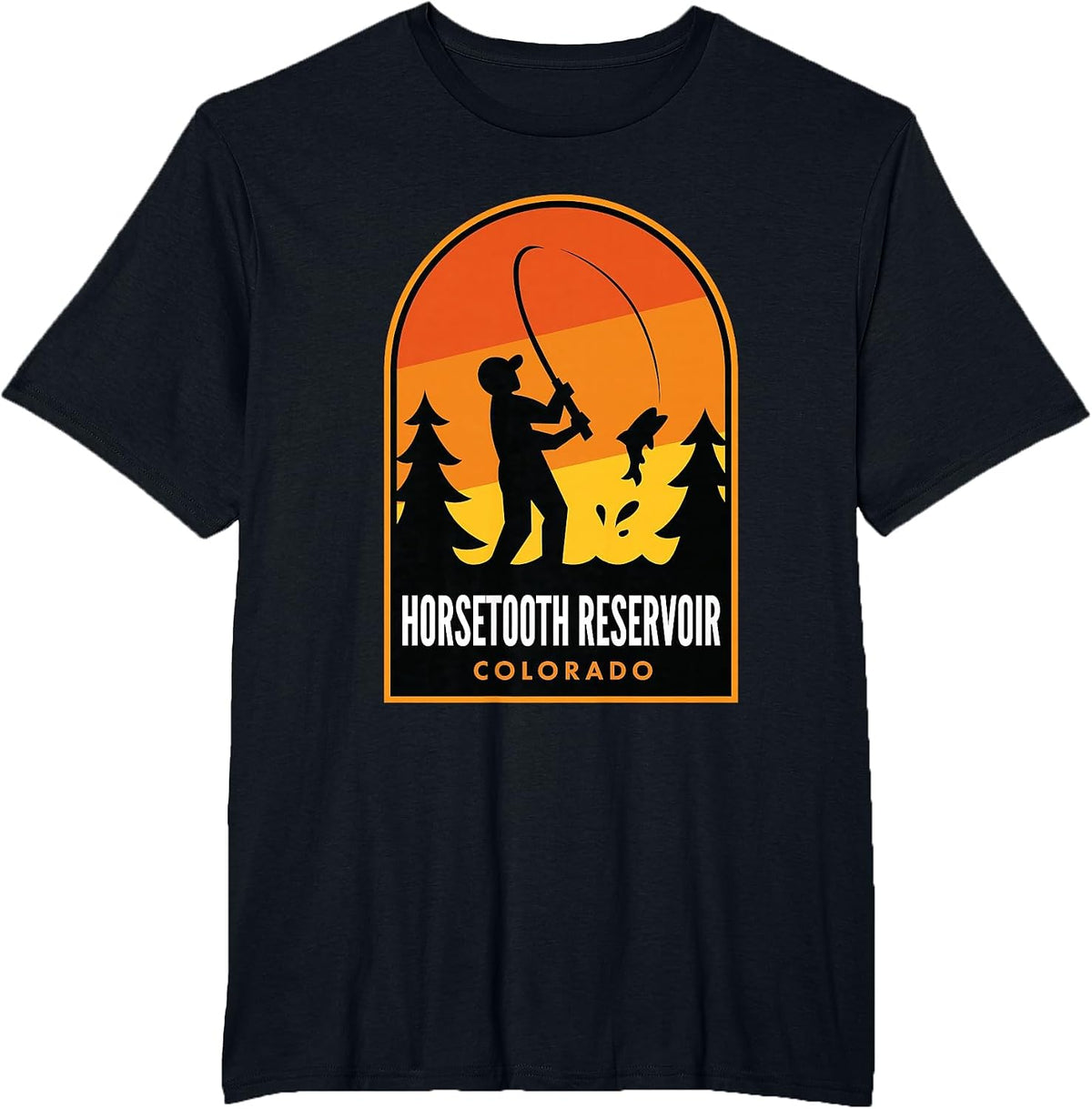 Horsetooth Reservoir Colorado Fishing T-Shirt - Black