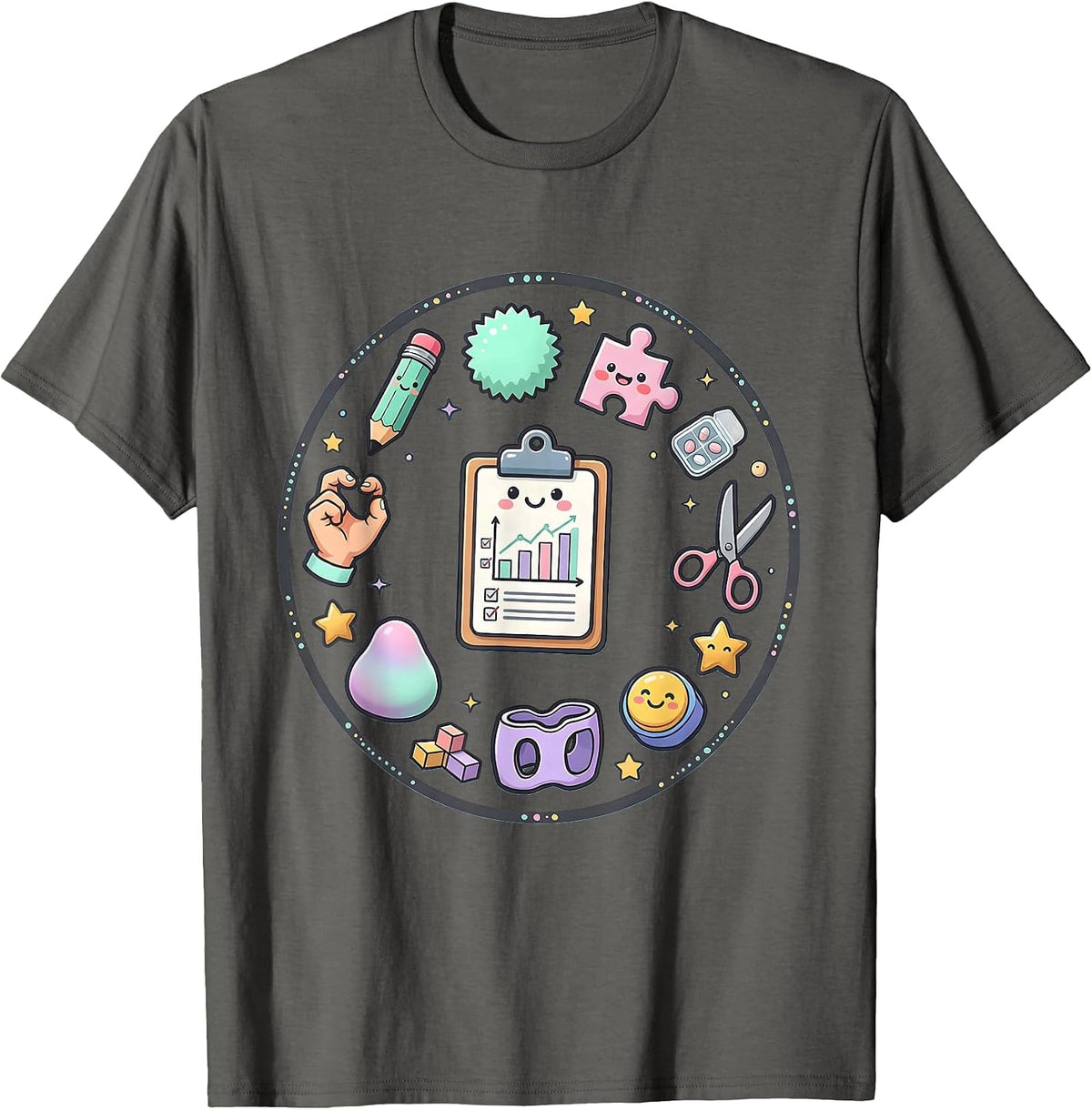 Men's Occupational Therapist Clipboard Checkmark Chart T-Shirt - Asphalt Grey